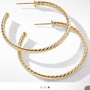 David Yurman 18K Gold Hoop Earrings-Cablespira